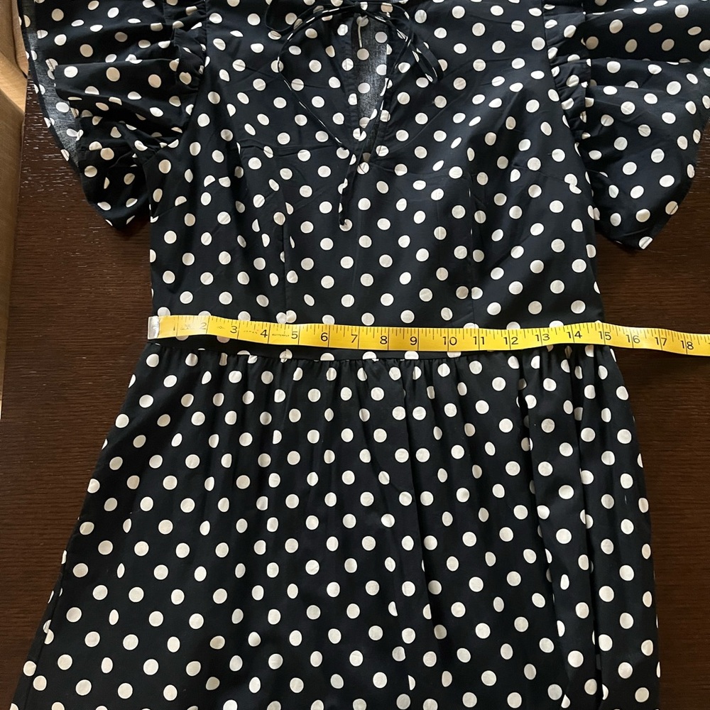 Women black and white polka dots midi dress (S)